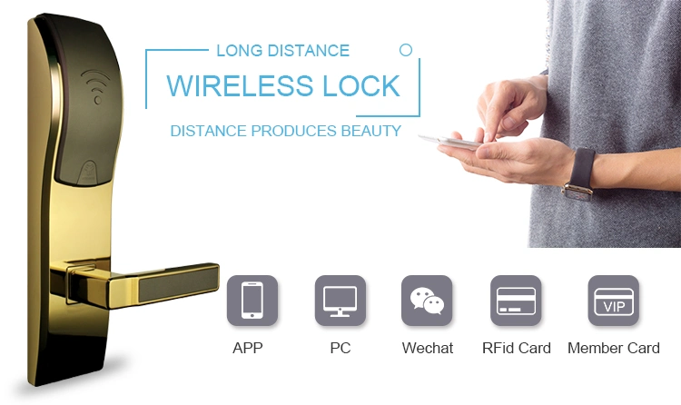 Wireless Electronic Keyless Mortise Door Handle RFID Smart Lock for Hotel