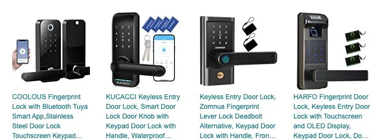 Smart Fingerprint Door Lock, Keyless Entry Door Lock with Reversible Handle, 6 in 1 Touchscreen Keypad Digital