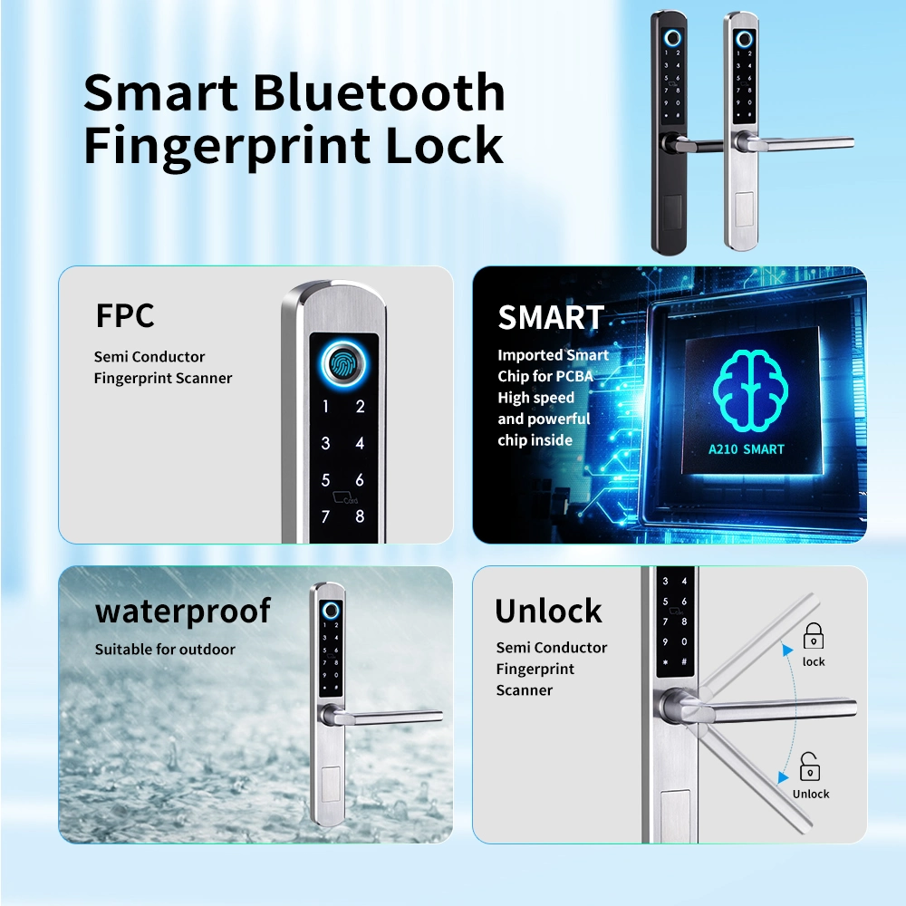 Stainless Steel 304 Fingerprint Password Keyless Entry Smart Lock Tuya APP