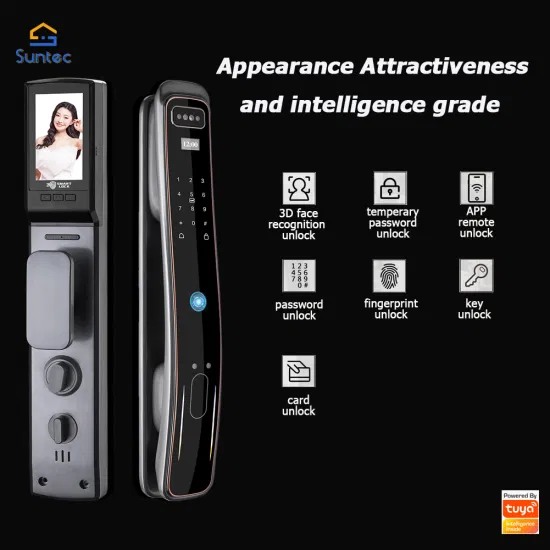 Tuya Smart 3D Face Recognition Smart Automatic Digital Security Door Lock Intelligent Lock with Camera Fingerprint