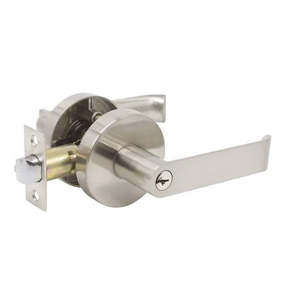 Mechanical Door Handle Lock Tubular Structure Keyed Entrance Privacy Bedroom Passage Door Brushed Satin Nickel 